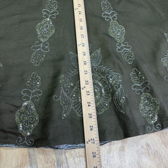 Coldwater Creek Midi Skirt Green Brown Size Medium Sequin Forest Fairy Granola - Picture 12 of 12